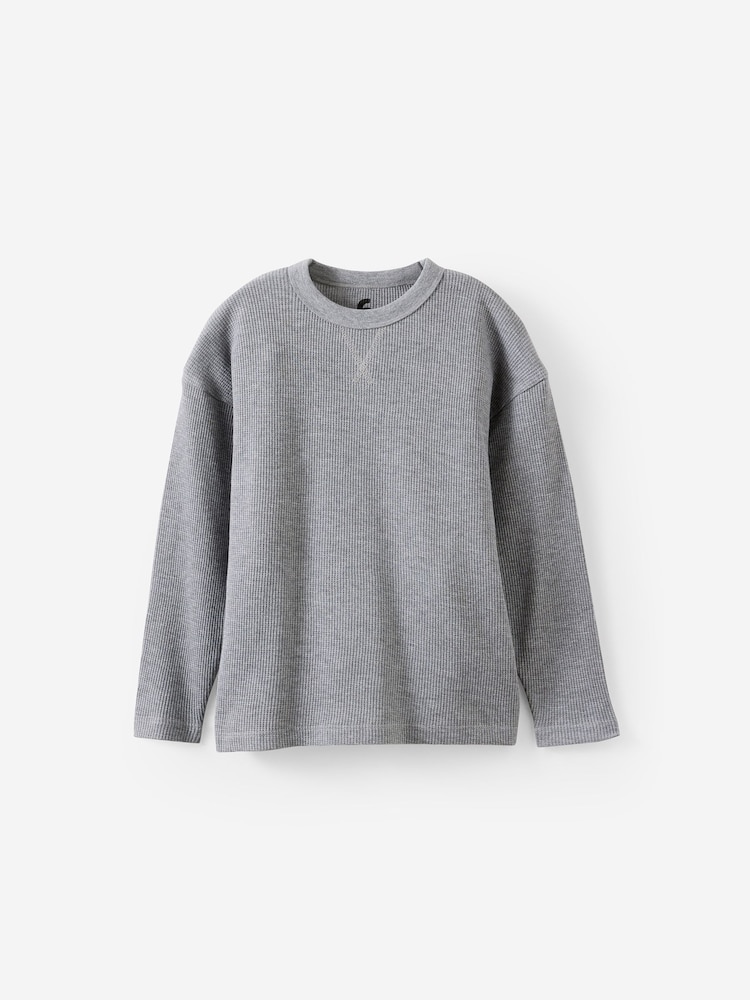 Cotton On Grey Waffle Long Sleeve T-Shirt - Image 1 of 3