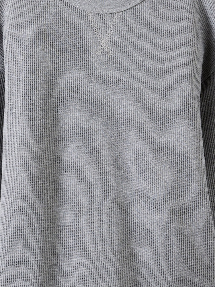 Cotton On Grey Waffle Long Sleeve T-Shirt - Image 2 of 3