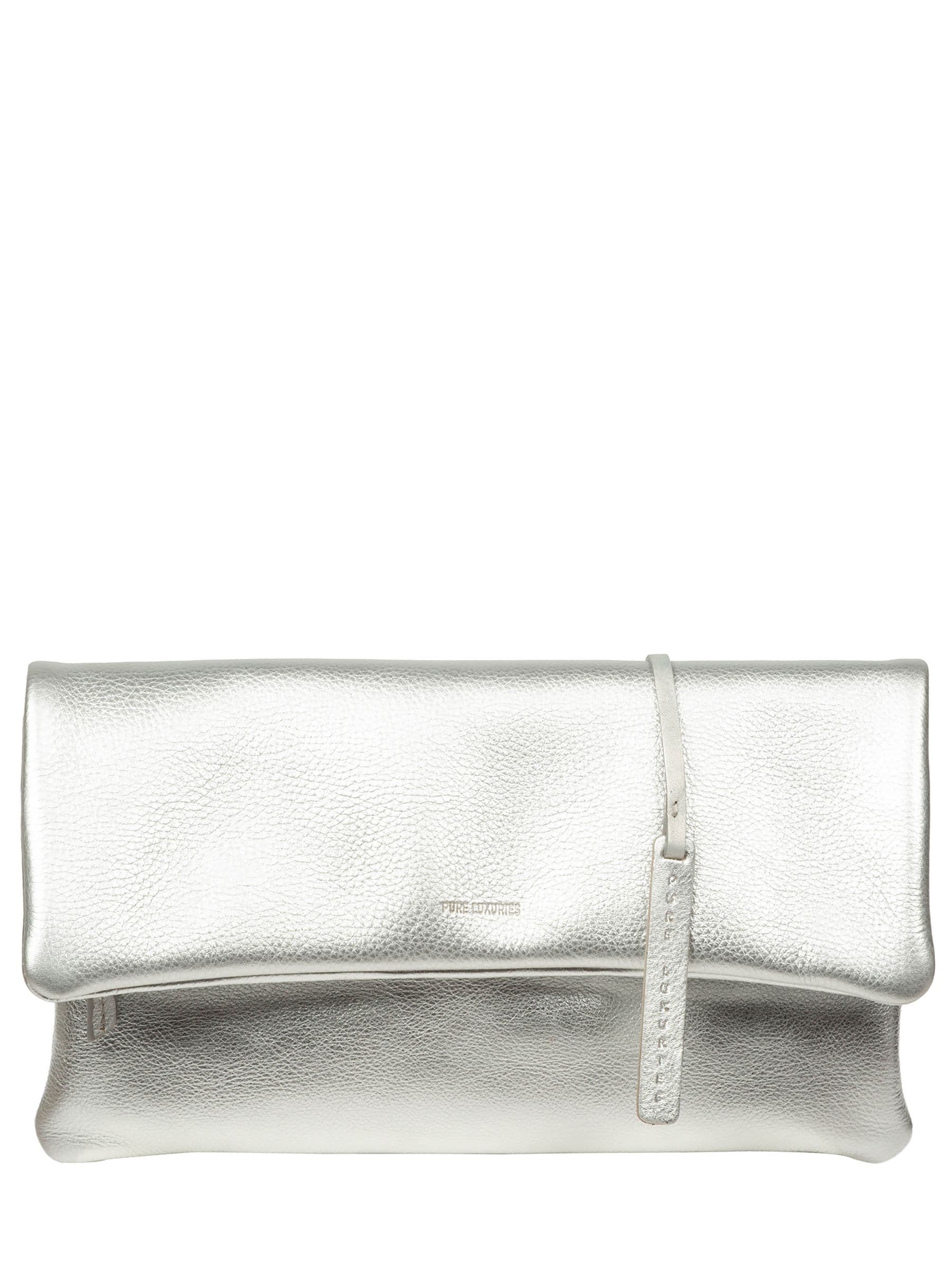 Pure Luxuries London Women's Silver Audrina Leather Clutch Bag