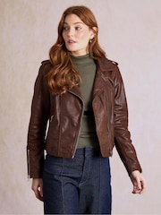 Lakeland Leather Brown Wynlass Biker Jacket - Image 1 of 5