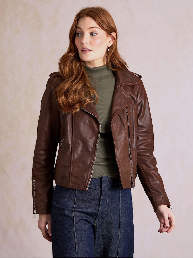 Lakeland Leather Brown Wynlass Biker Jacket - Image 1 of 5 Lakeland Leather Brown Wynlass Biker Jacket - Image 1 of 5
