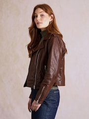 Lakeland Leather Brown Wynlass Biker Jacket - Image 3 of 5