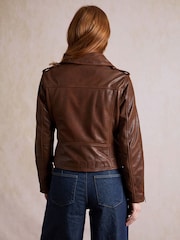 Lakeland Leather Brown Wynlass Biker Jacket - Image 4 of 5