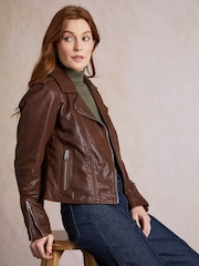 Lakeland Leather Brown Wynlass Biker Jacket - Image 5 of 5