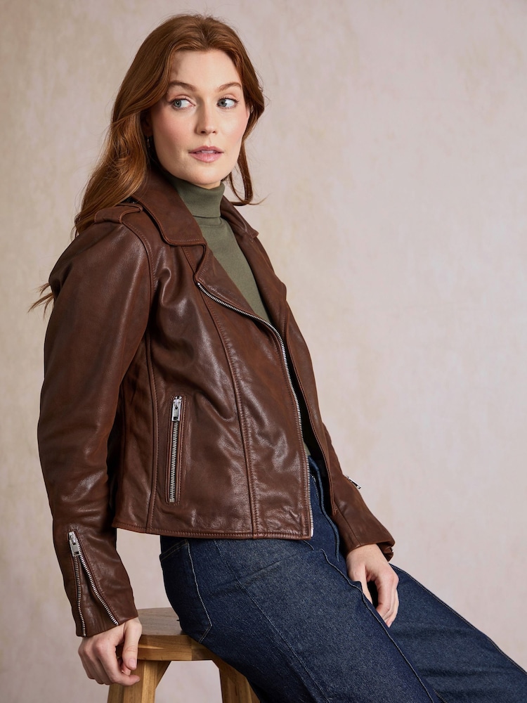 Lakeland Leather Brown Wynlass Biker Jacket - Image 5 of 5 Lakeland Leather Brown Wynlass Biker Jacket - Image 5 of 5