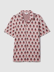 Reiss Pink Multi Beech Cotton Blend Jacquard Cuban Collar Shirt - Image 2 of 7