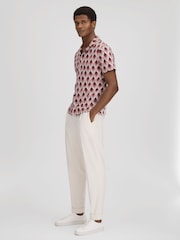 Reiss Pink Multi Beech Cotton Blend Jacquard Cuban Collar Shirt - Image 3 of 7