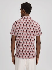 Reiss Pink Multi Beech Cotton Blend Jacquard Cuban Collar Shirt - Image 6 of 7