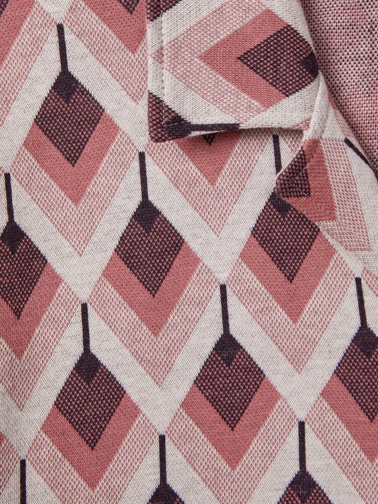 Reiss Pink Multi Beech Cotton Blend Jacquard Cuban Collar Shirt - Image 7 of 7