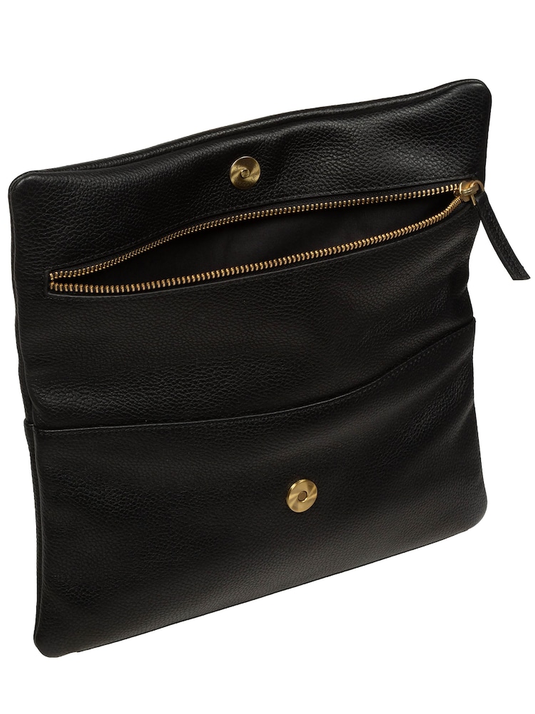 Pure Luxuries London Black Audrina Leather Clutch Bag - Image 6 of 6 Pure Luxuries London Black Audrina Leather Clutch Bag - Image 6 of 6