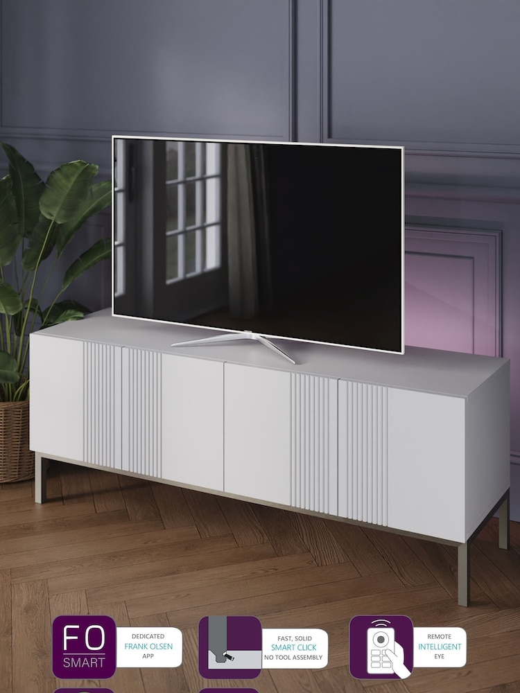 Frank Olsen White Iona 4 Door Large TV Unit with Smart Feature - Image 1 of 7