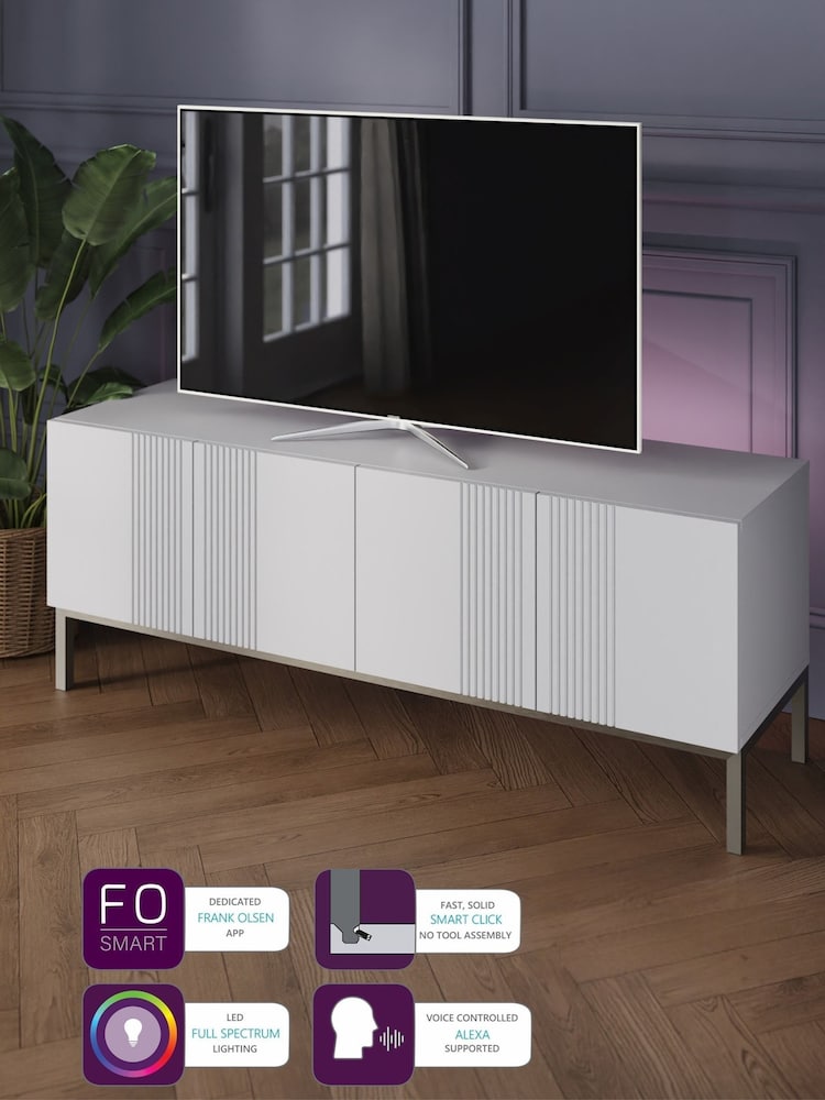 Frank Olsen White Iona 4 Door Large TV Unit with Smart Feature - Image 7 of 7