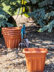 Wham Set of 5 Brown Vista 25cm Plastic Square Planter - Image 1 of 4