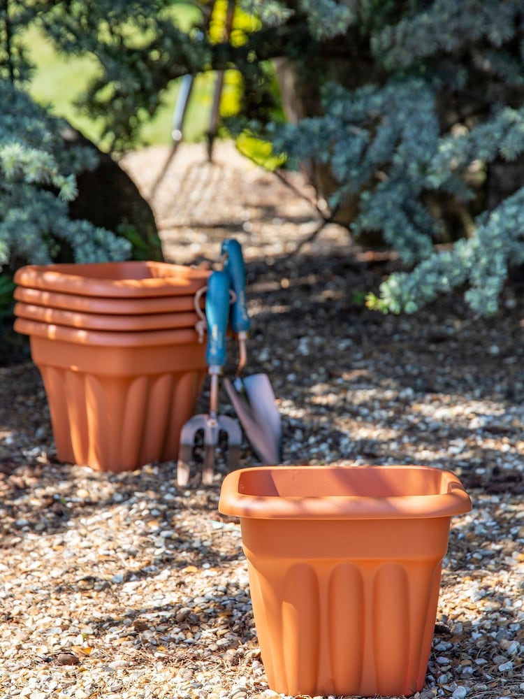 Wham Set of 5 Brown Vista 25cm Plastic Square Planter - Image 1 of 4