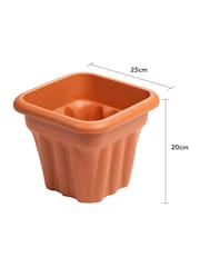 Wham Set of 5 Brown Vista 25cm Plastic Square Planter - Image 3 of 4