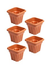 Wham Set of 5 Brown Vista 25cm Plastic Square Planter - Image 4 of 4