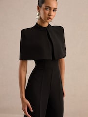 Club L London Black Orlanda Round Neck Wide Leg Jumpsuit - Image 6 of 6
