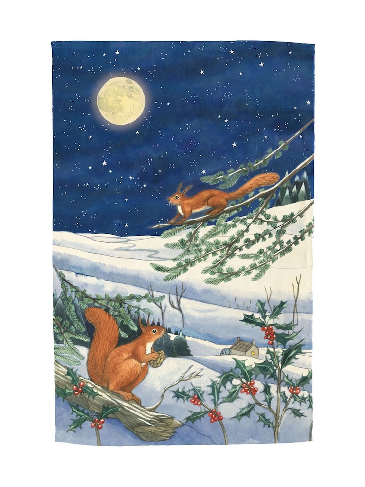 Emma Bridgewater Blue Midnight Squirrel Tea Towel - Image 1 of 1 Emma Bridgewater Blue Midnight Squirrel Tea Towel - Image 1 of 1