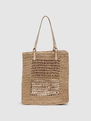 Reiss Natural Maria Woven Tote Bag - Image 4 of 5