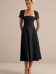 Club L London Black Donia | Square-Neck Midi Skater Dress - Image 5 of 6