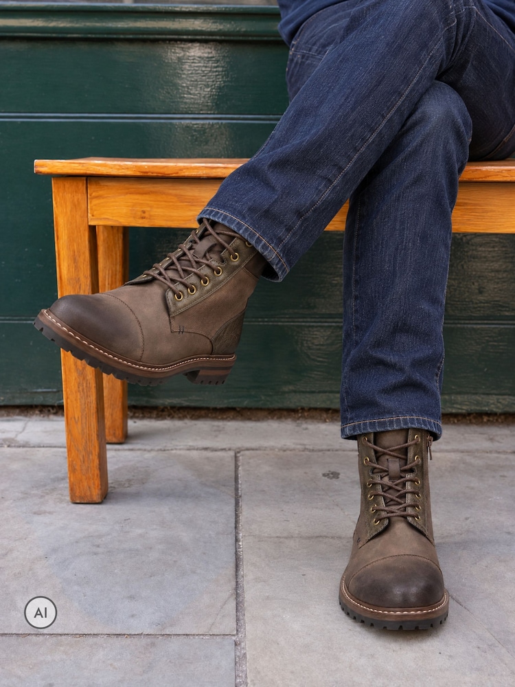 Novo Brown NORRIS Lace Up Casual Boots - Image 1 of 4