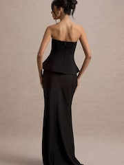 Club L London Black Ohio Strapless Corset Maxi Dress - Image 2 of 6
