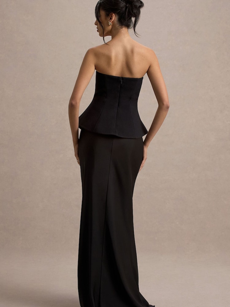 Club L London Black Ohio Strapless Corset Maxi Dress - Image 2 of 6 Club L London Black Ohio Strapless Corset Maxi Dress - Image 2 of 6