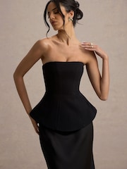 Club L London Black Ohio Strapless Corset Maxi Dress - Image 3 of 6