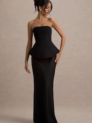 Club L London Black Ohio Strapless Corset Maxi Dress - Image 4 of 6