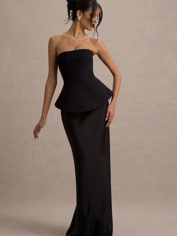 Club L London Black Ohio Strapless Corset Maxi Dress - Image 6 of 6 Club L London Black Ohio Strapless Corset Maxi Dress - Image 6 of 6