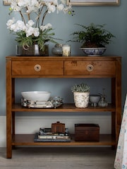Laura Ashley Honey Gold Balmoral 2 Drawer Console Table - Image 1 of 5