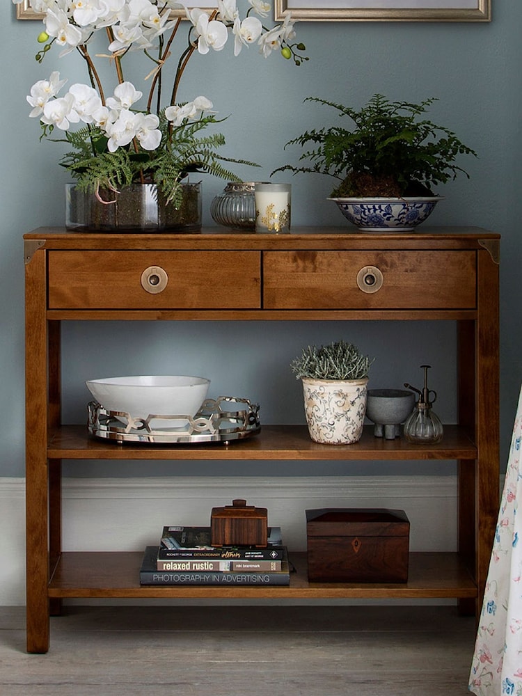 Laura Ashley Honey Gold Balmoral 2 Drawer Console Table - Image 1 of 5