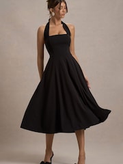 Club L London Black Auburn Halter Skater Midi Dress - Image 6 of 7