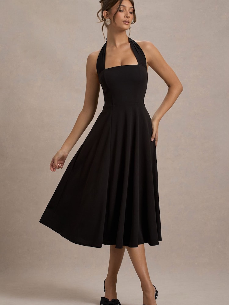 Club L London Black Auburn Halter Skater Midi Dress - Image 7 of 7 Club L London Black Auburn Halter Skater Midi Dress - Image 7 of 7