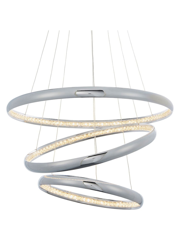 Gallery Home Silver Ozak LED Ceiling Light Pendant - Image 2 of 7