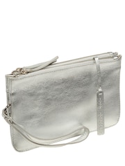 Pure Luxuries London Silver Eleanor Leather Clutch Bag - Image 4 of 6