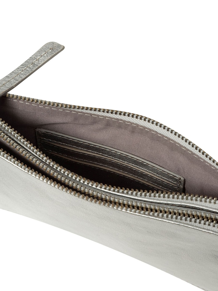 Pure Luxuries London Silver Eleanor Leather Clutch Bag - Image 6 of 6 Pure Luxuries London Silver Eleanor Leather Clutch Bag - Image 6 of 6