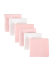 Mother&Baby Set of 6 Pink Cotton Muslin Squares - Image 1 of 3