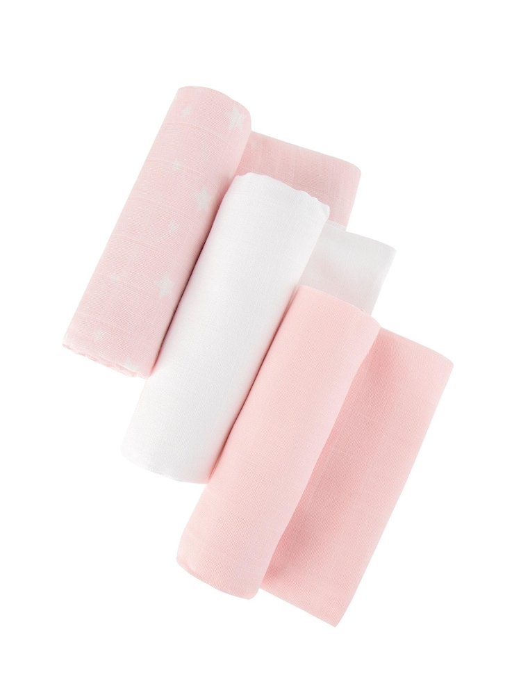 Mother&Baby Set of 6 Pink Cotton Muslin Squares - Image 2 of 3