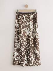Animal Print Satin Midi Skirt - Image 1 of 3