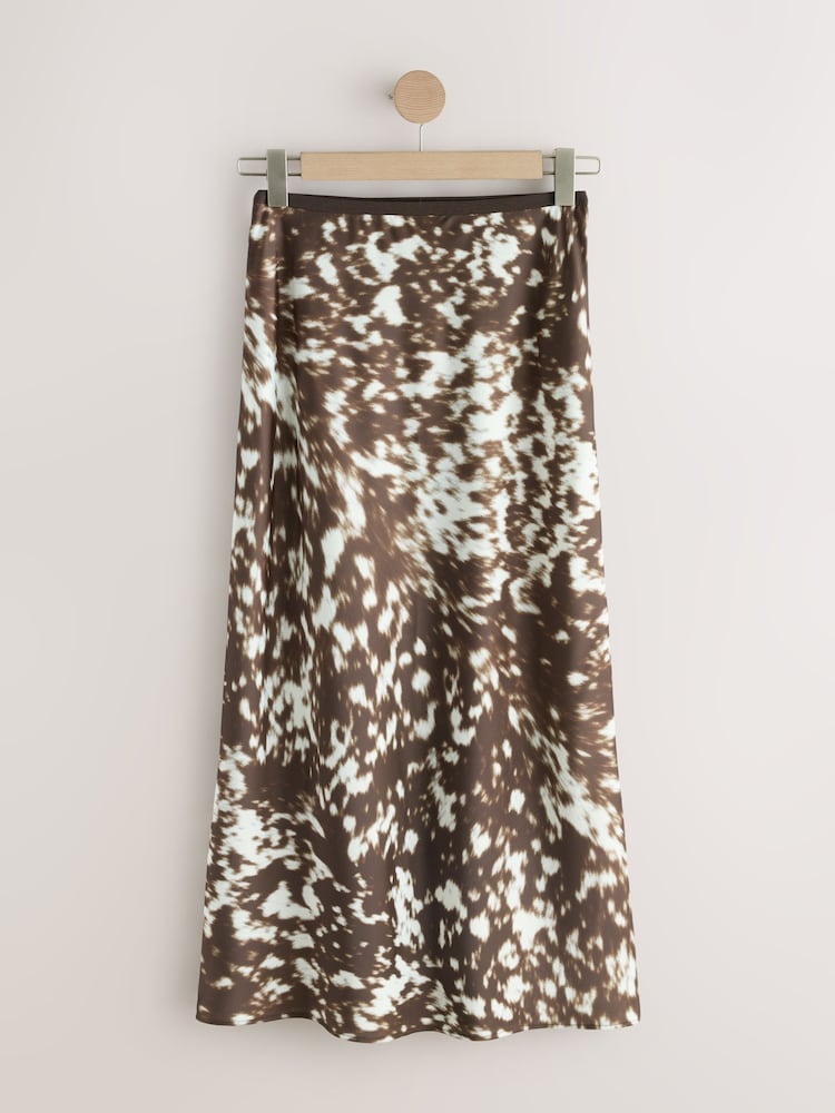 Animal Print Satin Midi Skirt - Image 1 of 3