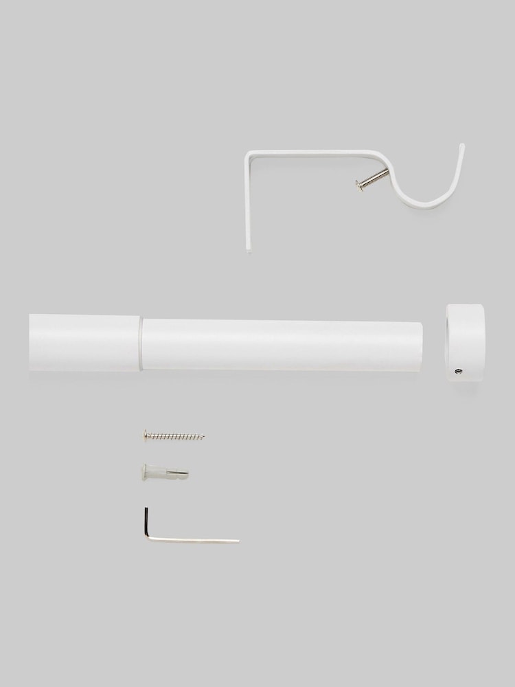 White Stud Finial Extendable 28mm Curtain Pole Kit - Image 2 of 4