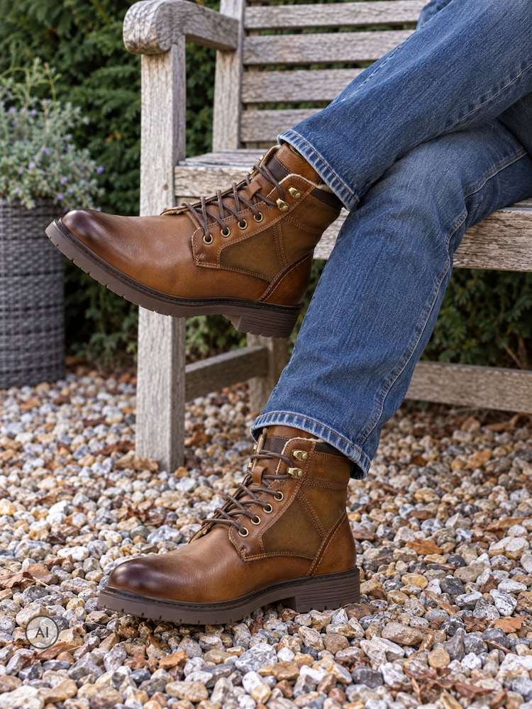 Novo Brown NELLI Lace Up Casual Boots - Image 1 of 4