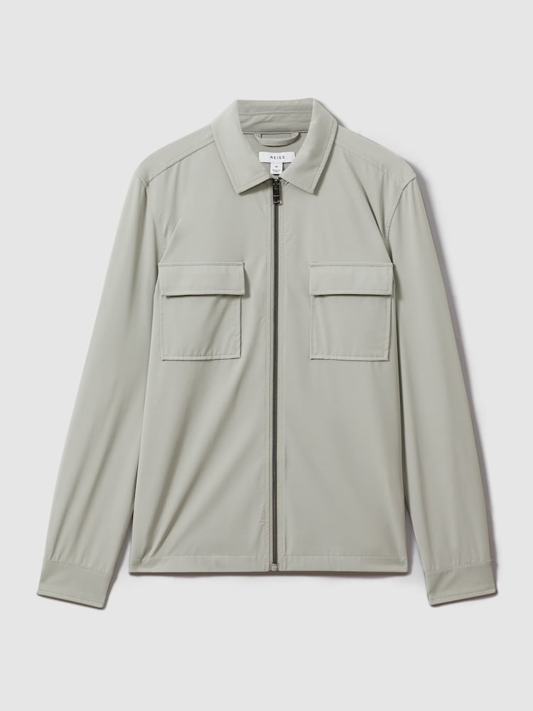 Reiss Light Sage Green Hylo Technical Zip-Through Jacket - Image 2 of 6