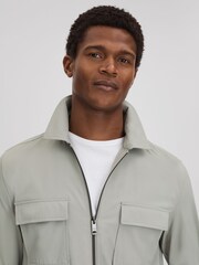 Reiss Light Sage Green Hylo Technical Zip-Through Jacket - Image 4 of 6
