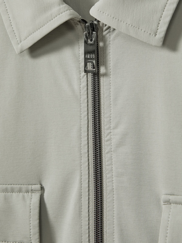 Reiss Light Sage Green Hylo Technical Zip-Through Jacket - Image 6 of 6