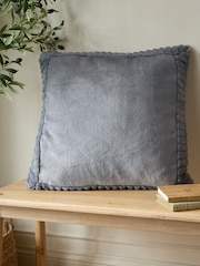Catherine Lansfield Grey Velvet and Faux Fur Soft and Cosy Cushion - Image 1 of 4