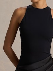 Club L London Black Akari Crew Neck Maxi Dress With Satin Skirt - Image 3 of 6