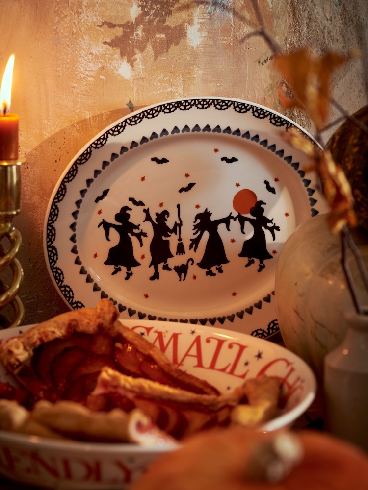 Emma Bridgewater Cream Dancing Witches Small Oval Platter - Image 1 of 2 Emma Bridgewater Cream Dancing Witches Small Oval Platter - Image 1 of 2