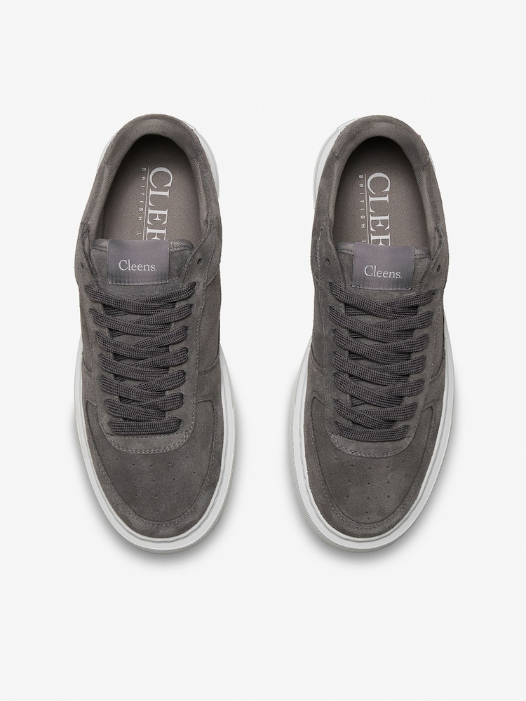 CLEENS Grey Suede Court Trainers - Image 4 of 4 CLEENS Grey Suede Court Trainers - Image 4 of 4